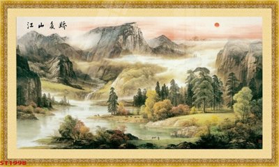 Download file Tranh sơn thủy thác nước phong thủy ST1998 (gốc) in mica đèn LED