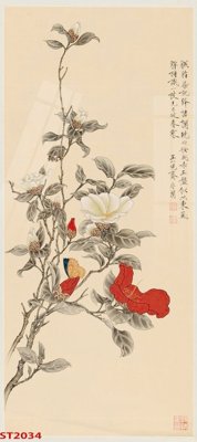 File in lụa Tranh sơn thủy thác nước phong thủy ST2034 (hoa văn) Tranh sơn thủy thác nước phong thủy ST2034