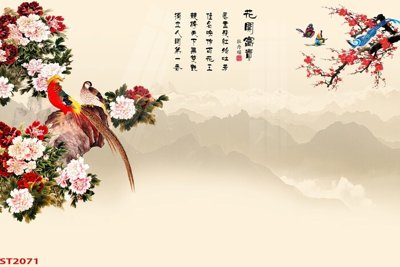 File gốc Tranh sơn thủy thác nước phong thủy ST2071 (dành cho trang trí nội thất)