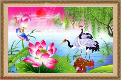 File tranh trang trí Tranh sơn thủy thác nước phong thủy ST2100 (file gốc)