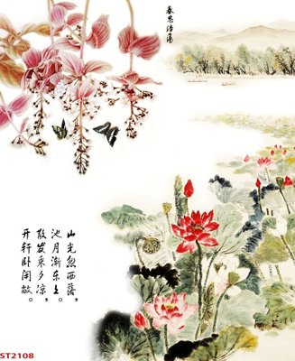 File gốc Tranh sơn thủy thác nước phong thủy ST2108 (dành cho trang trí nội thất)