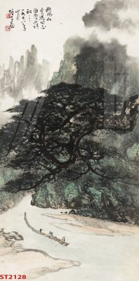 Download file Tranh sơn thủy thác nước phong thủy ST2128 (gốc) in mica cao cấp