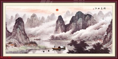 File gốc Tranh sơn thủy thác nước phong thủy ST2129 (in 3D) nghệ thuật