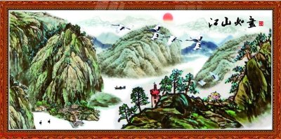 File gốc Tranh sơn thủy thác nước phong thủy ST2165 (in lụa) tranh thuận buồm