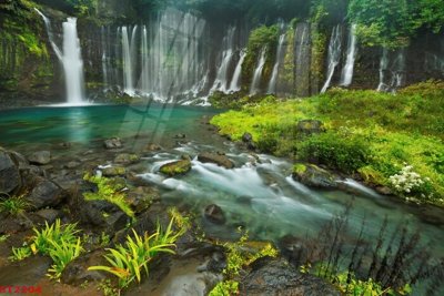 File in lụa Tranh sơn thủy thác nước phong thủy ST2204 (hoa văn) Tranh sơn thủy thác nước phong thủy ST2204