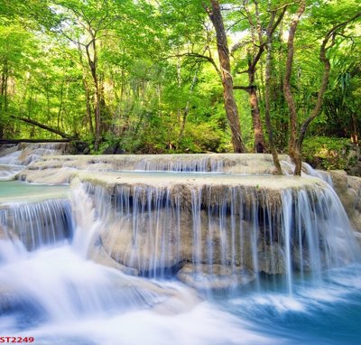 File gốc Tranh sơn thủy thác nước phong thủy ST2249 (in lụa) chi tiết cao