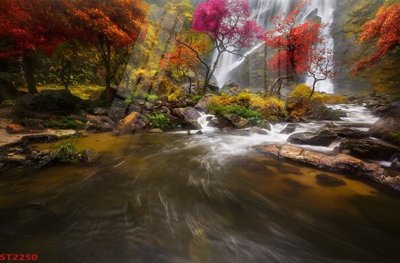 File gốc Tranh sơn thủy thác nước phong thủy ST2250 cho in ấn và thiết kế