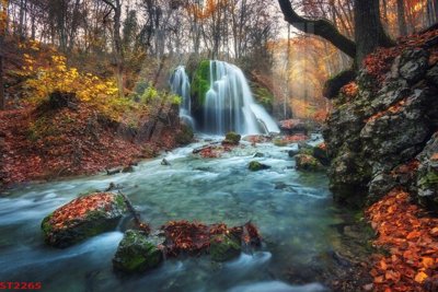 File in trần Tranh sơn thủy thác nước phong thủy ST2265 (bản gốc) đại dương