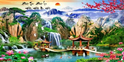 File gốc Tranh sơn thủy thác nước phong thủy ST2294 (cho in ấn) từ Filetranh.com