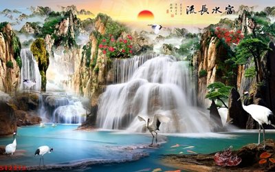 File tranh Tranh sơn thủy thác nước phong thủy ST2315 (ảnh gốc) độ nét vượt trội