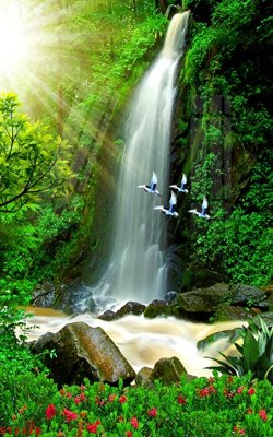 Download file tranh PSD Tranh sơn thủy thác nước phong thủy ST2328 để chỉnh sửa