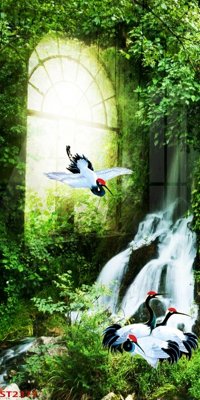 Download file tranh Tranh sơn thủy thác nước phong thủy ST2377 (file gốc PSD)