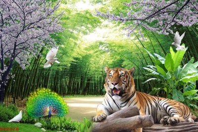 Chi tiết file gốc Tranh sơn thủy thác nước phong thủy ST2378 (cho in tráng gương)