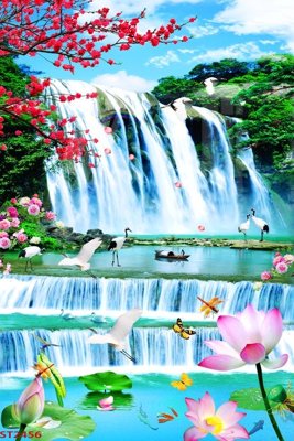 Tải file gốc Tranh sơn thủy thác nước phong thủy ST2456 (in bạt) quảng cáo