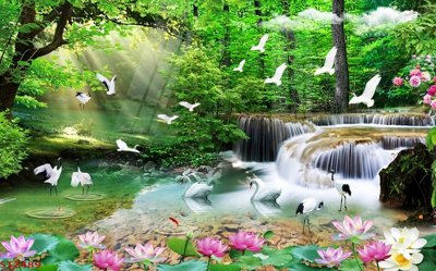 Tải về hình ảnh gốc Tranh sơn thủy thác nước phong thủy ST2489 sắc nét