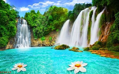Tải file PSD Tranh sơn thủy thác nước phong thủy ST2517 (nguyên layer) để in
