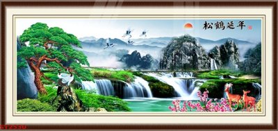 Tải file gốc in lụa Tranh sơn thủy thác nước phong thủy ST2530 siêu nét