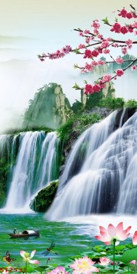 File in trần Tranh sơn thủy thác nước phong thủy ST2531 (file gốc) chủ đề vũ trụ