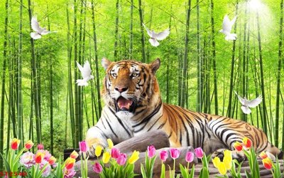 Hình ảnh file gốc Tranh sơn thủy thác nước phong thủy ST2540 cho in UV