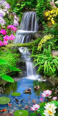 Download file Tranh sơn thủy thác nước phong thủy ST2542 (gốc) in mica cao cấp