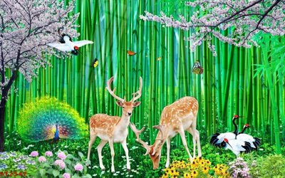 File PSD in ấn Tranh sơn thủy thác nước phong thủy ST2547 (chất lượng cao)