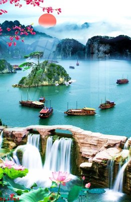 File ảnh gốc Tranh sơn thủy thác nước phong thủy ST2561 (chuyên in mica)