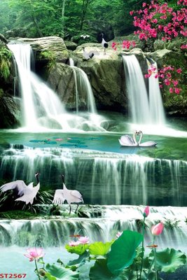 Tệp tin gốc Tranh sơn thủy thác nước phong thủy ST2567 (dùng cho in) Tranh sơn thủy thác nước phong thủy ST2567