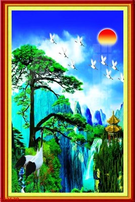 Hình ảnh file gốc Tranh sơn thủy thác nước phong thủy ST2570 (chất lượng cao)