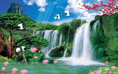 Tệp tin gốc Tranh sơn thủy thác nước phong thủy ST2619 (chất lượng cao) Tranh sơn thủy thác nước phong thủy ST2619