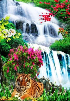 Tải file Tranh sơn thủy thác nước phong thủy ST2621 (ảnh gốc) 300dpi Tranh sơn thủy thác nước phong thủy ST2621