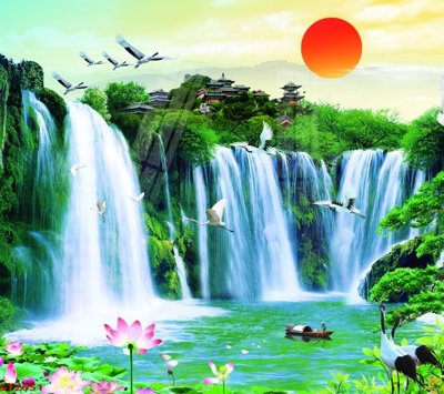 Tải file Tranh sơn thủy thác nước phong thủy ST2651 (ảnh gốc) in tráng gương