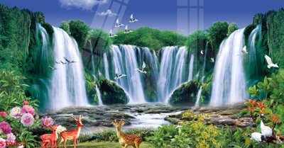 File in ấn Tranh sơn thủy thác nước phong thủy ST2653 (bản gốc) từ file gốc