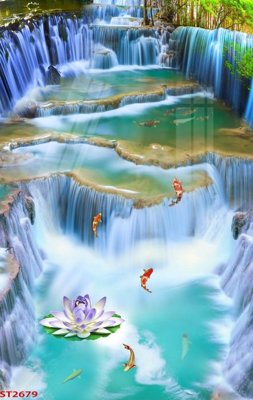 File tranh Tranh sơn thủy thác nước phong thủy ST2679 (gốc) chủ đề động vật