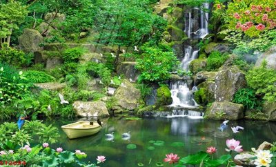 Download file gốc Tranh sơn thủy thác nước phong thủy ST2694 (in lụa) cao cấp