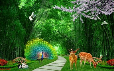 File tranh gốc Tranh sơn thủy thác nước phong thủy ST2747 (bản quyền) độc đáo