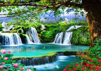 Download file Tranh sơn thủy thác nước phong thủy ST2793 (chất lượng in ấn)