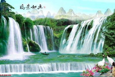 Tải file gốc Tranh sơn thủy thác nước phong thủy ST2810 (in khổ lớn) quảng cáo