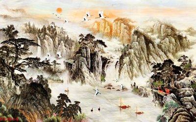 Tải file Tranh sơn thủy thác nước phong thủy ST2814 (ảnh gốc) in tráng gương