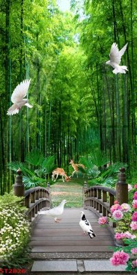 File gốc in ấn Tranh sơn thủy thác nước phong thủy ST2826 chuẩn màu CMYK