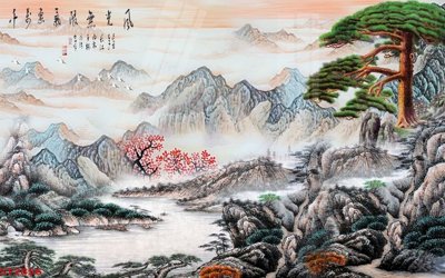 Tải file gốc Tranh sơn thủy thác nước phong thủy ST2856 (in khổ lớn) không vỡ