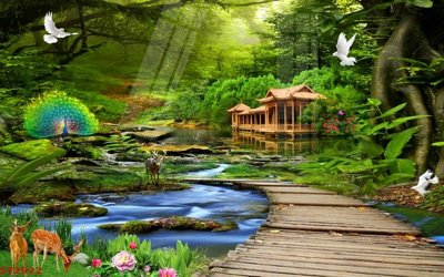 File in mica Tranh sơn thủy thác nước phong thủy ST2922 (ảnh gốc) đẹp