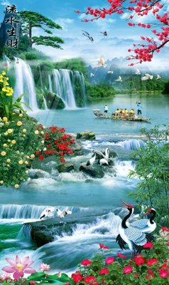 Download file gốc Tranh sơn thủy thác nước phong thủy ST2932 (in mica) 3D