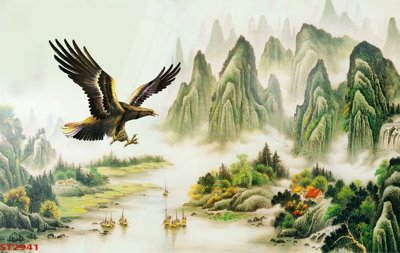 Tải file Tranh sơn thủy thác nước phong thủy ST2941 (ảnh gốc) độ phân giải 300dpi