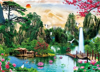 Download file tranh PSD Tranh sơn thủy thác nước phong thủy ST2952 để chỉnh sửa