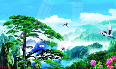 File tranh Tranh sơn thủy thác nước phong thủy ST2953 (bản gốc) in canvas