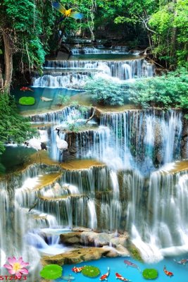 File gốc Tranh sơn thủy thác nước phong thủy ST2973 cho in ấn và thiết kế