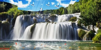 File gốc Tranh sơn thủy thác nước phong thủy ST3024 (in 3D) cho trang trí