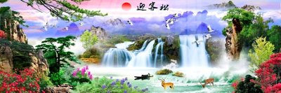 File ảnh Tranh sơn thủy thác nước phong thủy ST3025 (gốc) in standee