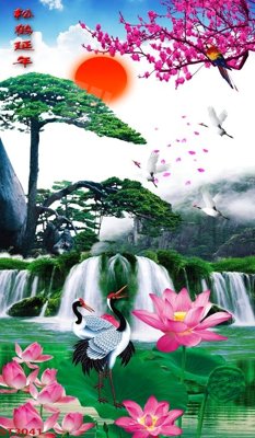 Tải file gốc Tranh sơn thủy thác nước phong thủy ST3041 (in khổ lớn) quảng cáo