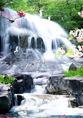 Tải file gốc Tranh sơn thủy thác nước phong thủy ST3103 (in khổ lớn) quảng cáo